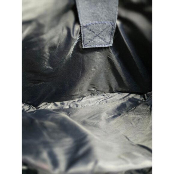 Chaps Navy Blue Floral Tote Bag With Brown Handles & Zipper Closure - Picture 13 of 16